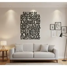 Painel Oração Salmo 91 Em Relevo MDF Premium 3mm  Preto para Sala Quarto Parede