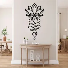 Quadro Escultura Flor de Lótus Unalome mdf preto