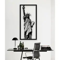 Quadro Decorativo Escultura de Parede Estatua da Liberdade MDF Preto Sala quarto