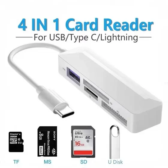 Leitor De Cartão 4 Em 1 Para Sony Memory Stick Pro Duo iOS/USB/Tipo C MS SD TF U Disk Adaptador De Telefone Conversor De