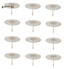 12 Pçs Guarda-Sol De Papel Chuva De Praia Branco DIY Fotografia Adereços Para Festas De Chá De Bebê Casamento 60cm/23.6