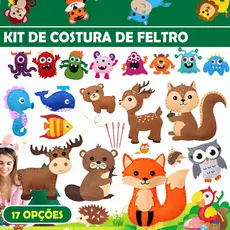 5/6/8/10/11/12/14pcs Kit De Costura De Feltro Para Habilidades Motoras Finas Animais De Bricolagem Crianças De 3-12 Anos
