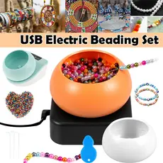 Kit De Giro Contas Elétrico USB Com Velocidade Ajustável 3 Agulhas De Olho Grande Para A Fabricação De Jóias  Beading Bowl Waist Bead Spinner Para A Confecção Jóias Com Colar Contas Artesanato Bricolage Bead Spinner Loader DIY Bowl Com Agulha De Miçangas