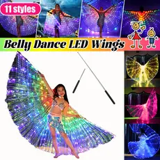 Asas De LED Isis Belly Dance Wings Colorful Butterfly C/Paus Telescópicos Iluminam O Traje wings de isis varios cores