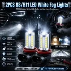 2 Unidades H8/H11 Luzes De Neblina Lâmpada 5630 660LM 6000K Branco Carro LED Lâmpadas 12V Lâmpada Farol de Neblina LED