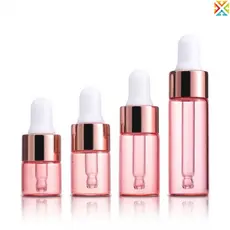 10pcs/set Mini Frascos Com Conta-Gotas Vidro Vazio Óleo Essencial Aromaterapia Tampa De Ouro Rosa Pipetas 1/2/3/5ml