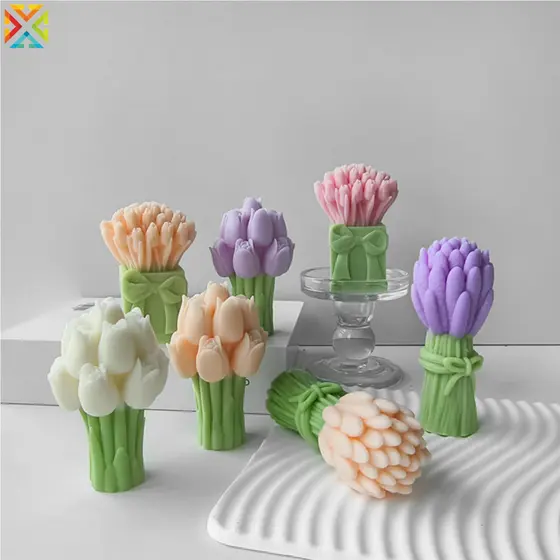 Molde De Tulipa Detalhado , Buquê Reutilizável De Silicone 3D Para Artesanato DIY , Fabricação De Sabão Velas