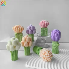Molde De Tulipa Detalhado , Buquê Reutilizável De Silicone 3D Para Artesanato DIY , Fabricação De Sabão Velas