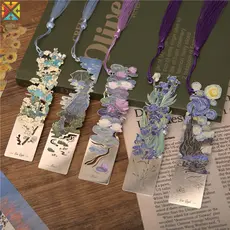1pc Retro Pintura Floral Marcador De Metal Oco Bronzeamento Com Borla Para Livro Clube Leitor Escritores Amantes Estudan