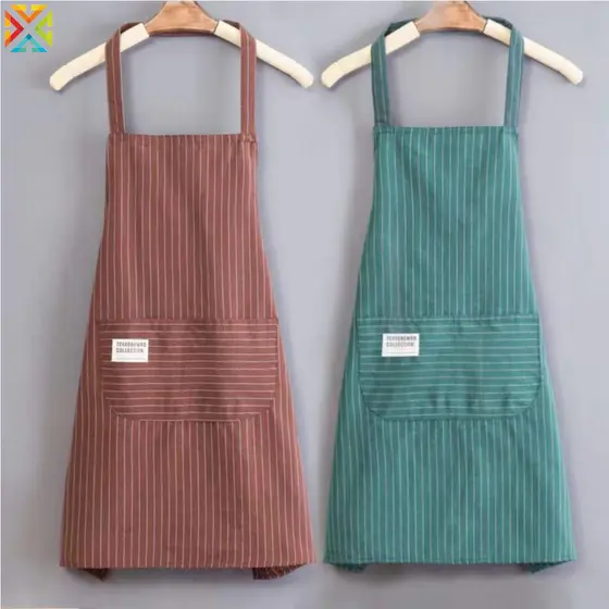 Avental De Pano De Algodão Feminino Masculino Cozinha Limpeza Aventais Com Bolso Cozinhar Pintura Cintura Roupas De Trab