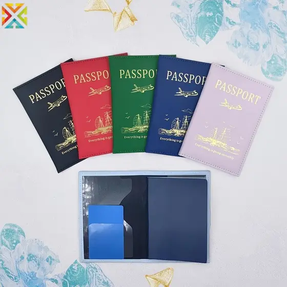 Porta-Passaporte Fino De Couro PU Com Compartimentos Para Cartões Carteira De Viagem Leve Estudo No Exterior Internacion