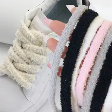 Cadarços Largos E Planos De Toalha De Pelúcia – De Tênis Coolstring Da Moda Cordas De Sapatos Baixos Casuais De Lona De Cano Alto Femininos Charmosos Acessórios Para