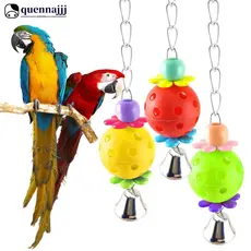 QUENNA 1PC Colorido Papagaio Plástico Subir Mordida Mastigar Brinquedo Com Sino Pendurado Pássaros Gaiola Decoração Para