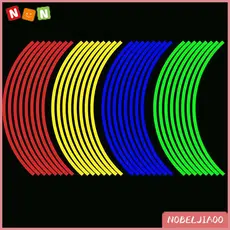 NJ 16Pcs Tiras De 18 Polegadastiras De Carro De Motocicleta Roda De Aro Decalque Fita Adesiva Refletiva Lotes