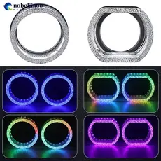NOBELJIAOO 2.5 "/3 " 5D Carro Cristal Anjo Olhos Máscara LED Halo Anéis Caber Lentes Do Projetor Farol DRL Acessórios D5