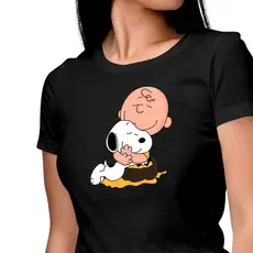 Babylook feminina de viscolycra (96% viscose e 4% elastano) Charlie Brown e Snoopy I Camiseta feminina Snoopy
