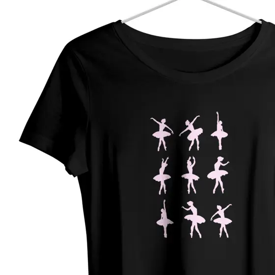 Babylook feminina de Viscolycra Balé - Ballet - bailarina I Silhuetas bailarinas I Camiseta feminina Balé