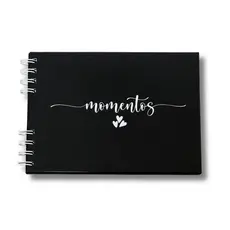 Álbum Para Fotos Scrapbook A5 Preto Folhas Pretas 180g e Caneta Branca Opcional