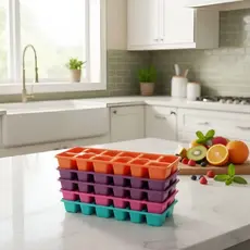 Kit Formas Gelo Coloridas Plástico Geladeira Freezer Sucos Bebidas - Cores Sortidas