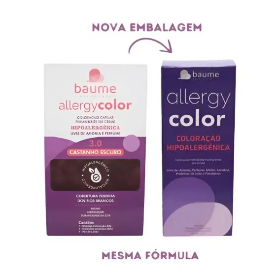 Tinta para Cabelo Coloração Hipoalergênica Baume Allergycolor – Sem Amônia - Louro Claro 8.0