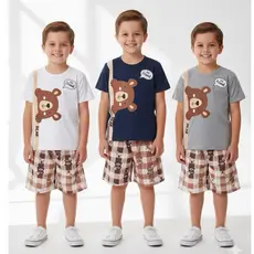 Conjunto Pijama Masculino Ursinho Que Brilha no Escuro Sortidos – Menino Verão 1 ao 14