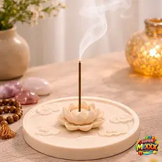 Incensário Flor de Lótus Decorativo Porta Incenso Zen para Relaxamento e Energia Positiva