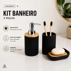 Kit Lavabo 3 Peças Conjunto de Pia e Banheiro – Bandeja Organizadora Saboneteira, Dispenser e Porta Escovas