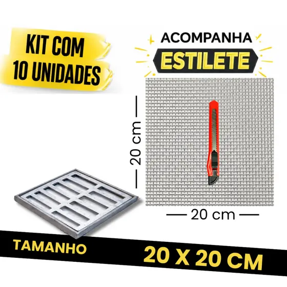 Tela para Ralo de Banheiro Quintal 20x20cm Tela Protetora contra Barata e Insetos