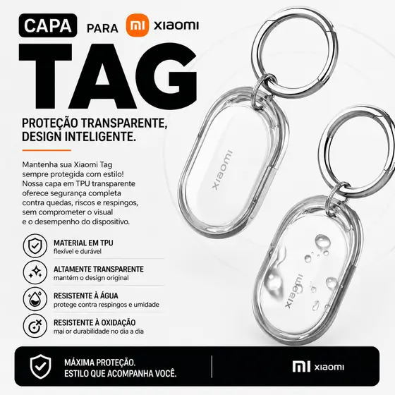 Capa Chaveiro Case em TPU para Rastreador Xiaomi Tag