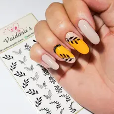 Películas adesivos decoração de unhas manicure pedicure raminhos preto delicado