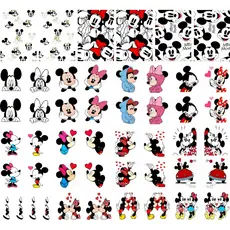 Cartelão películas adesivos decoração de unhas manicure Mickey e Minie beijo casadinho
