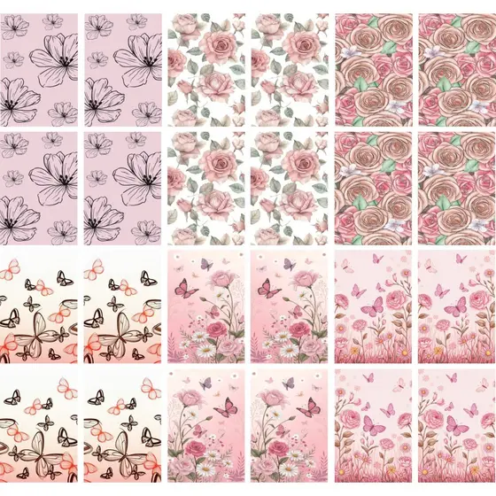 Películas adesivos decoração de unhas manicure rosa chá com flores pretas