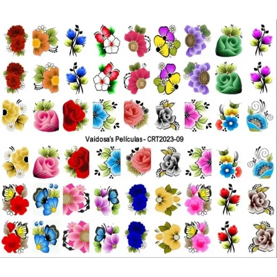 Mega Cartelão Adesivos de Unhas Nail Art Flores