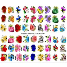 Mega Cartelão Adesivos de Unhas Nail Art Flores