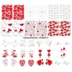 Mega Cartelão Adesivos de Unhas Nail Art Namorados Amor Coração