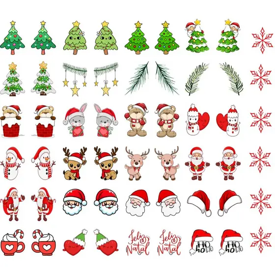 Cartelão Películas Adesivos de Unhas Nail Art Natal Papai Noel