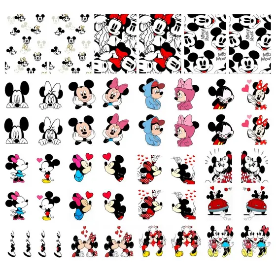 Películas de unhas adesivos manicure e pedicure Mickey e Minie - Meninas superpoderosas