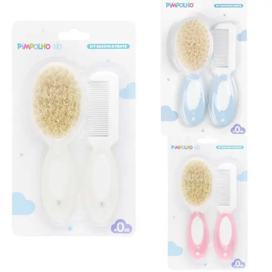KIT PENTE E ESCOVA DE CERDAS NATURAIS P/BEBE