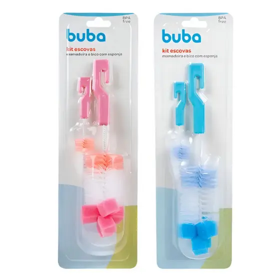 BUBA KIT ESCOVAS PARA MAMADEIRAS COM ESPONJA
