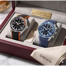 Kit 2 Relógios Masculinos QINGXIYA Luxo + Estojo Premium Promoção