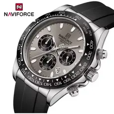 Naviforce relógio masculino de luxo, à prova d'água, esportivo, quartzo, pulseira de silicone, cronógrafo, luminoso.