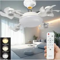 Ventilador Drone de Teto Bivolt Dobrável Lâmpada LED 60W C Controle Remoto - Entrada E27 C 4 Hélice