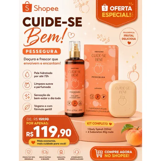 kit colônia + sabonete4unid cuide-se bem