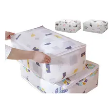 KIT 4 UNIDADES Caixa Saco Organizador Edredom Cobertor Casaco Guarda Roupa Ecológico Anti-Poeira Multiuso