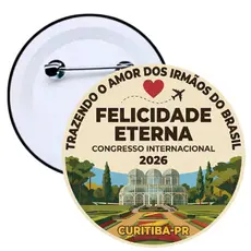 Botons Congresso Internacional Curitiba 2026 3,7cm Personalizados | Lembrança JW | Alta Qualidade