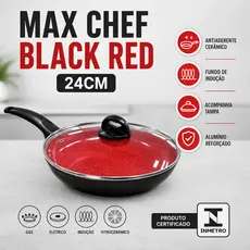 Frigideira Max Chef 24cm com Tampa – Antiaderente Cerâmico Premium para Indução e Todos os Fogões