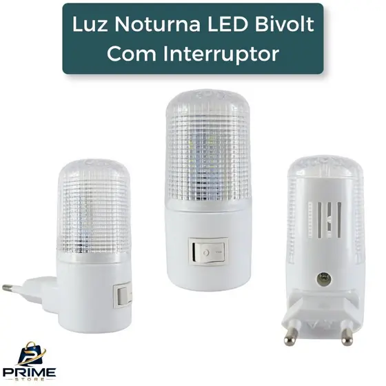 Luz Noturna LED Bivolt Interruptor Luminária Tomada Abajur Iluminação Infantil idosos Bebes Escada