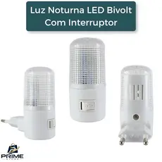 Luz Noturna LED Bivolt Interruptor Luminária Tomada Abajur Iluminação Infantil idosos Bebes Escada