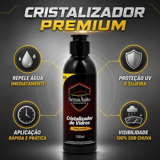 CRISTALIZADOR DE VIDROS PREMIUM: VISIBILIDADE MÁXIMA E REPELÊNCIA À ÁGUA COM ACABAMENTO PROFISSIONAL