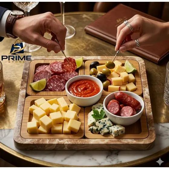 Conjunto 4 petisqueira Quadrada com base em Madeira  Tábua de frios mesa Petiscos Queijos Aperitivos